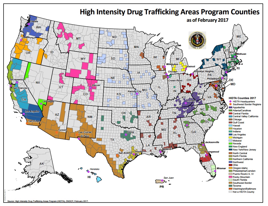 High Intensity Drug Trafficking Area Program Counties Indiana HIDTA